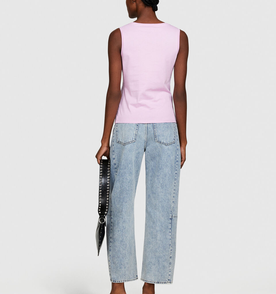 Tank top in 100% cotton - women's tops - Soft Pink | Sisley image number 3